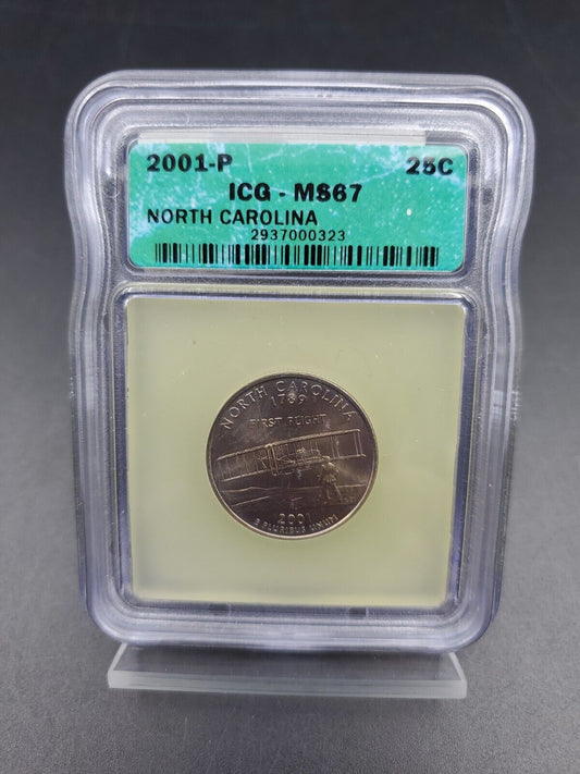 2001 P North Carolina State Quarter Coin ICG MS67 Gem BU Uncirculated #2