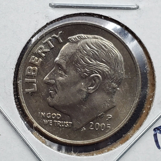 2005 P Roosevelt Dime Coin Die Chip obverse Die Chip Obverse