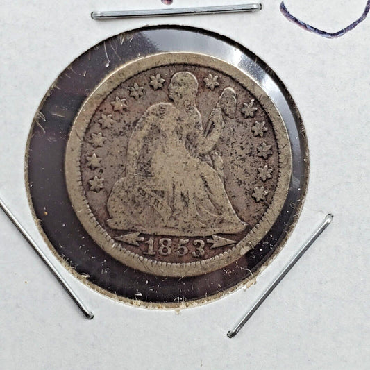 1853 P SEATED LIBERTY DIME With Arrows Choice VG Very Good