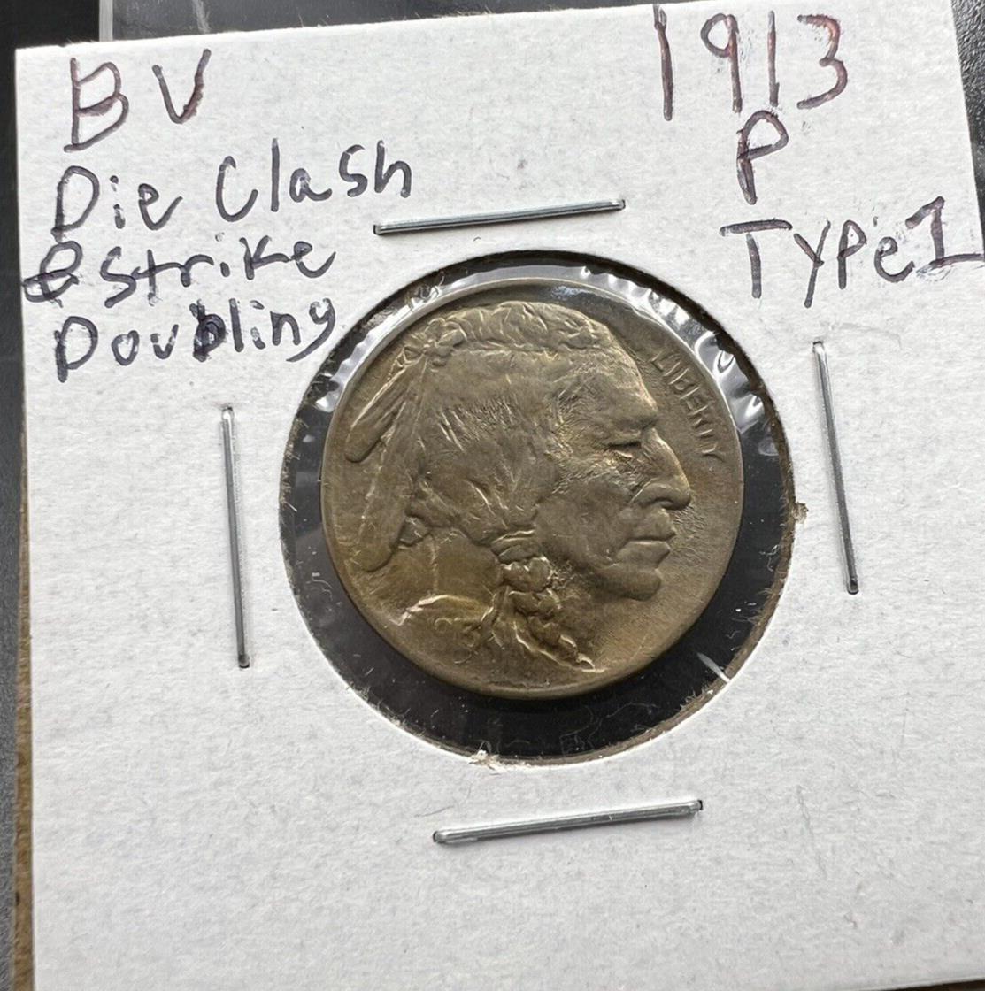 1913 P Buffalo Indian Head Nickel 5c BU UNC Type 1 Die Clash @ E Plurubus #1