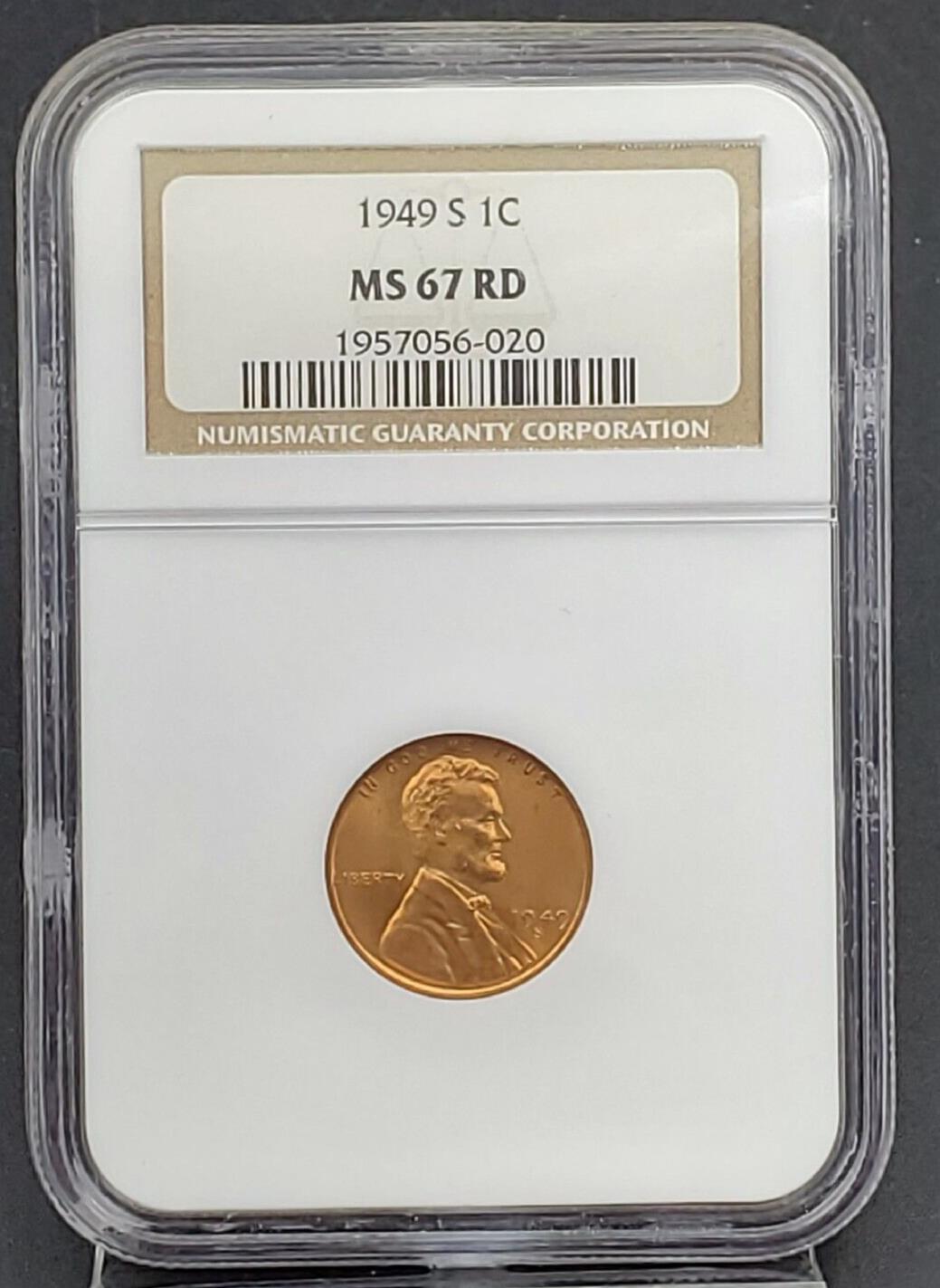 1949 S LINCOLN Wheat Cent Penny NGC MS67 Red RD #2 Gem BU Certified –  Robinson's Coin Town