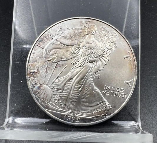 1999 1 oz .999 American Silver Eagle Coin ASE Gem BU Unc Neat Toning Toner