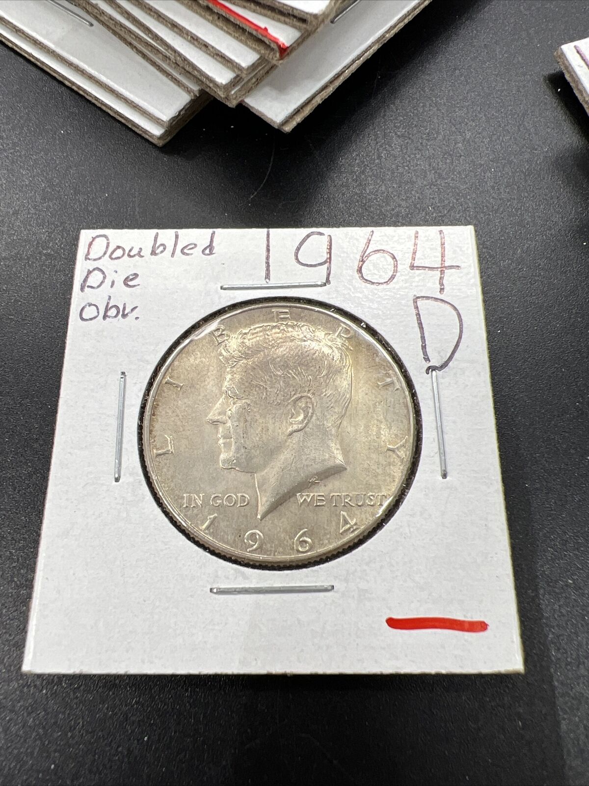 1964 D 50C Kennedy Half Dollar Coin CH AU DDO Double Die OBV Minor Variety TONER