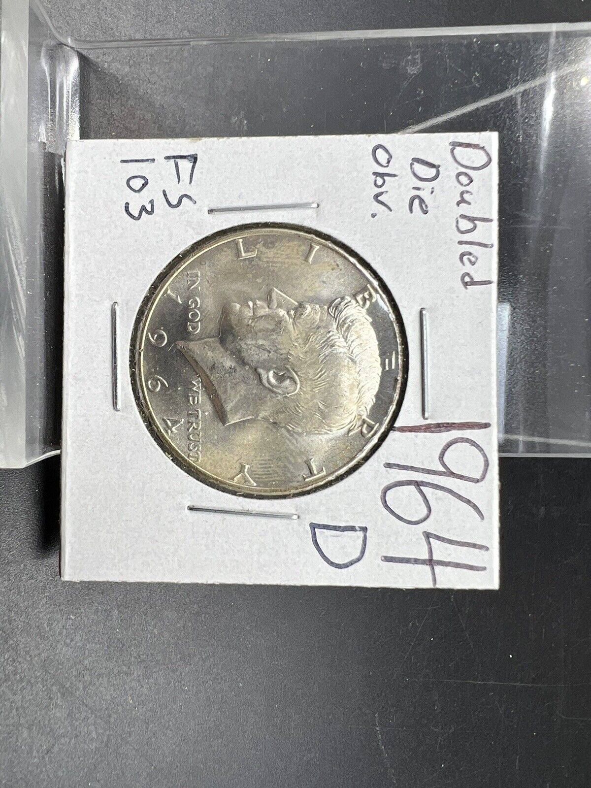1964 D 50C Kennedy Half Dollar Coin BU UNC DDO Double Die OBV FS-103 Toned