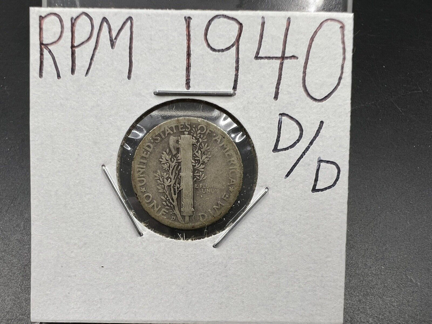 1940 D/D RPM 002 Variety Mercury Silver dime coin VG circ