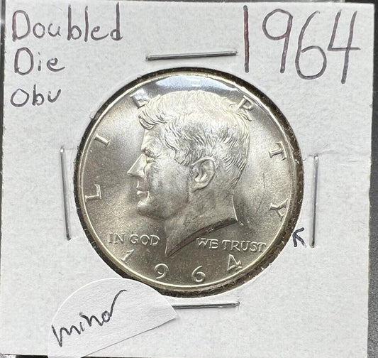 1964 P 50C Kennedy Half Dollar Coin GEM BU DDO Double Die OBV Minor Variety