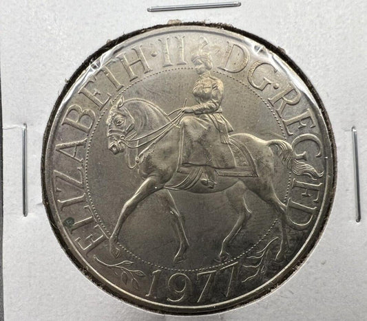 1977 Great Britain 25 New Pence 25th Anniversary Queen Elizabeth II Jubilee BU