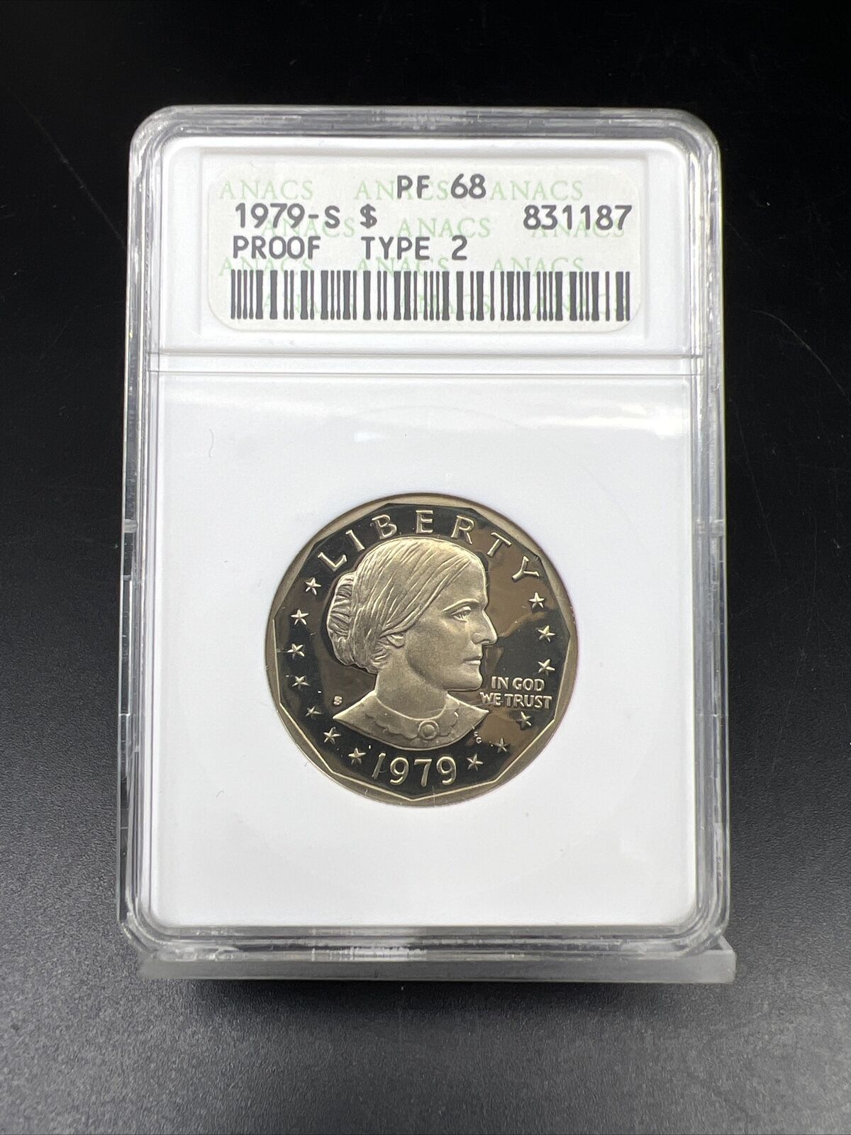 1979 S SBA $1 Susan B Anthony Small Type 2 Coin ANACS Certified PF68 Proof