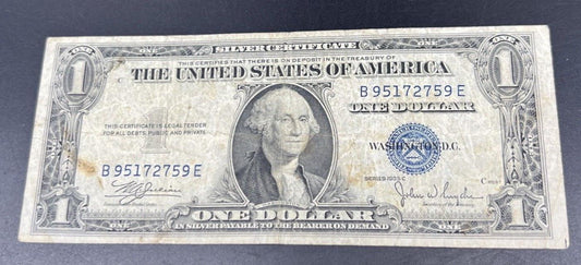 1935 C $1 US Silver Certificate Note Bill Good G / VG circ Blue Seal US Currency