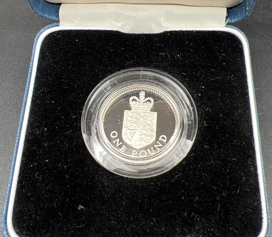 1988 UK Sterling Silver Proof One Pound Coin w/ Box & COA Neat Toning