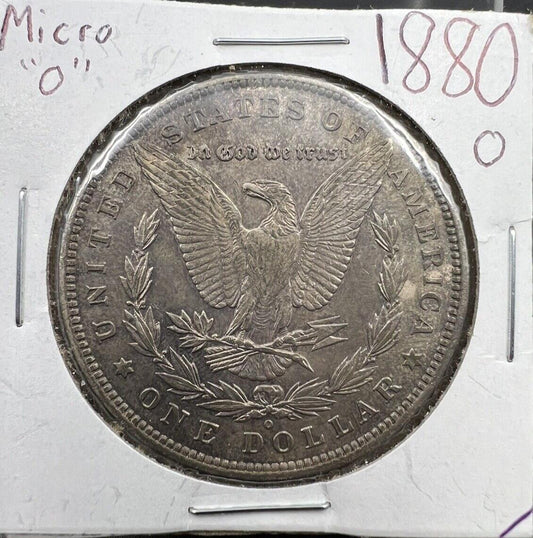 1880 O Morgan Dollar Coin Micro O Vam 1 Reverse 1 Variety CH AU About UNC Toned