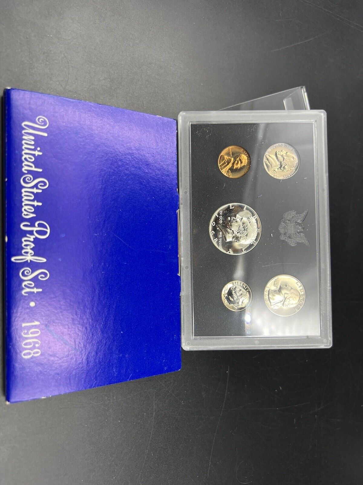 1968 S US Mint GEM Proof Set 5 Coin Complete OGP with 40% silver Kennedy coin