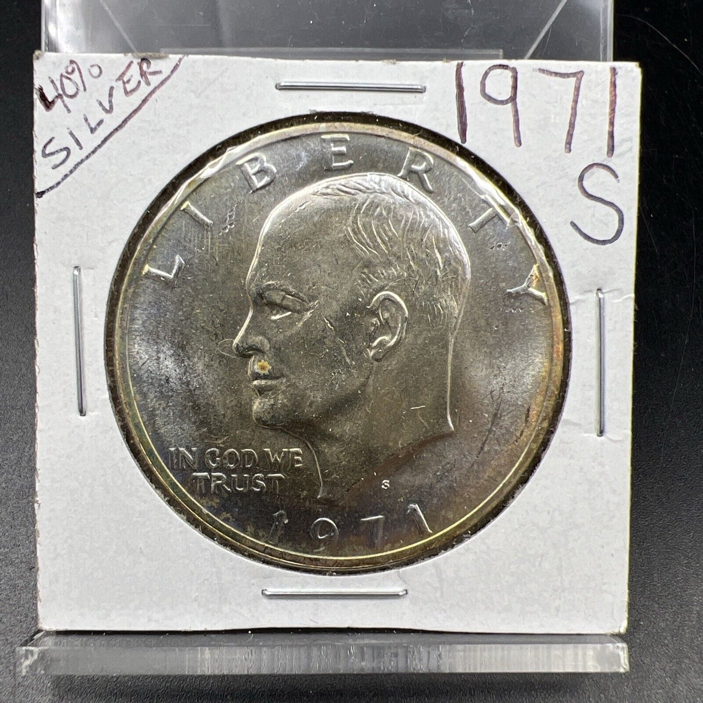 1971 S $1 Eisenhower Ike 40% Silver Dollar Coin Choice BU UNC Neat Toning Toner