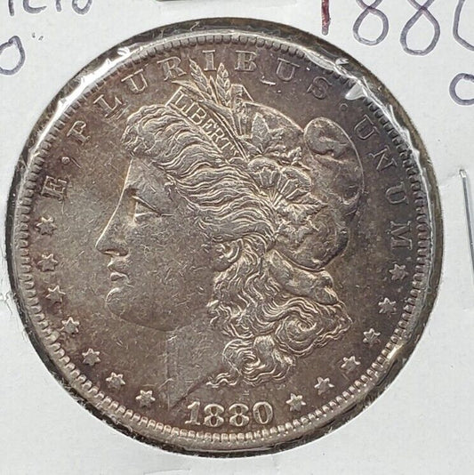 1880 O Morgan Dollar Coin Micro O Variety Morgan Dollar XF EF Neat Toning Toner