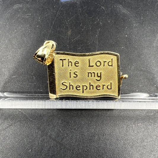 Holy Bible Lord's Prayer Pendant 14k Yellow Gold Opens Psalm 23 5.6 Grams Used