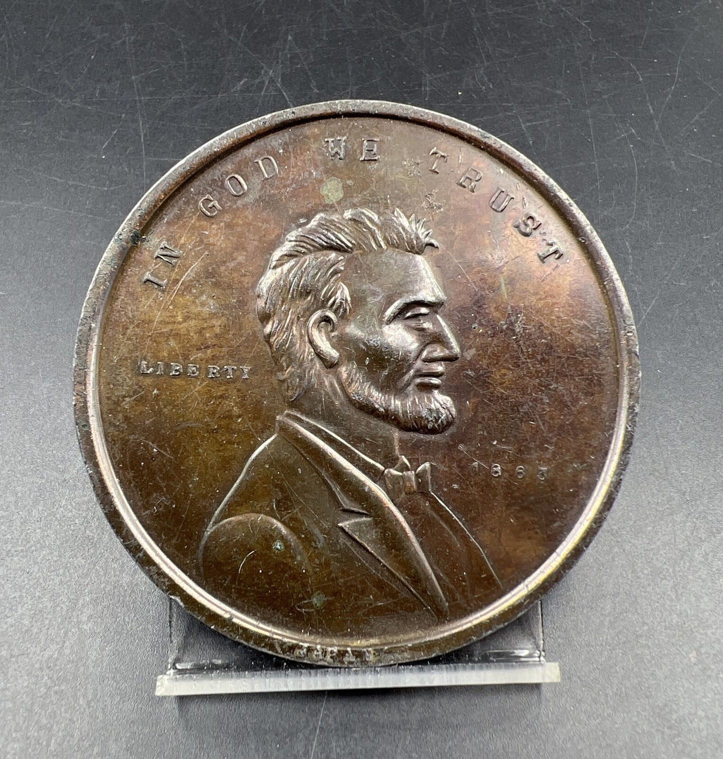 Large 3 Inch Novelty Coin Medal Lincoln Gettysburg Address Japan Commemorative