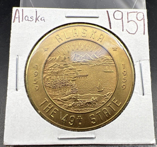 1959 UNITED STATES US Fairbanks ALASKA 49th State BIRTHDAY Vintage Medal BU UNC