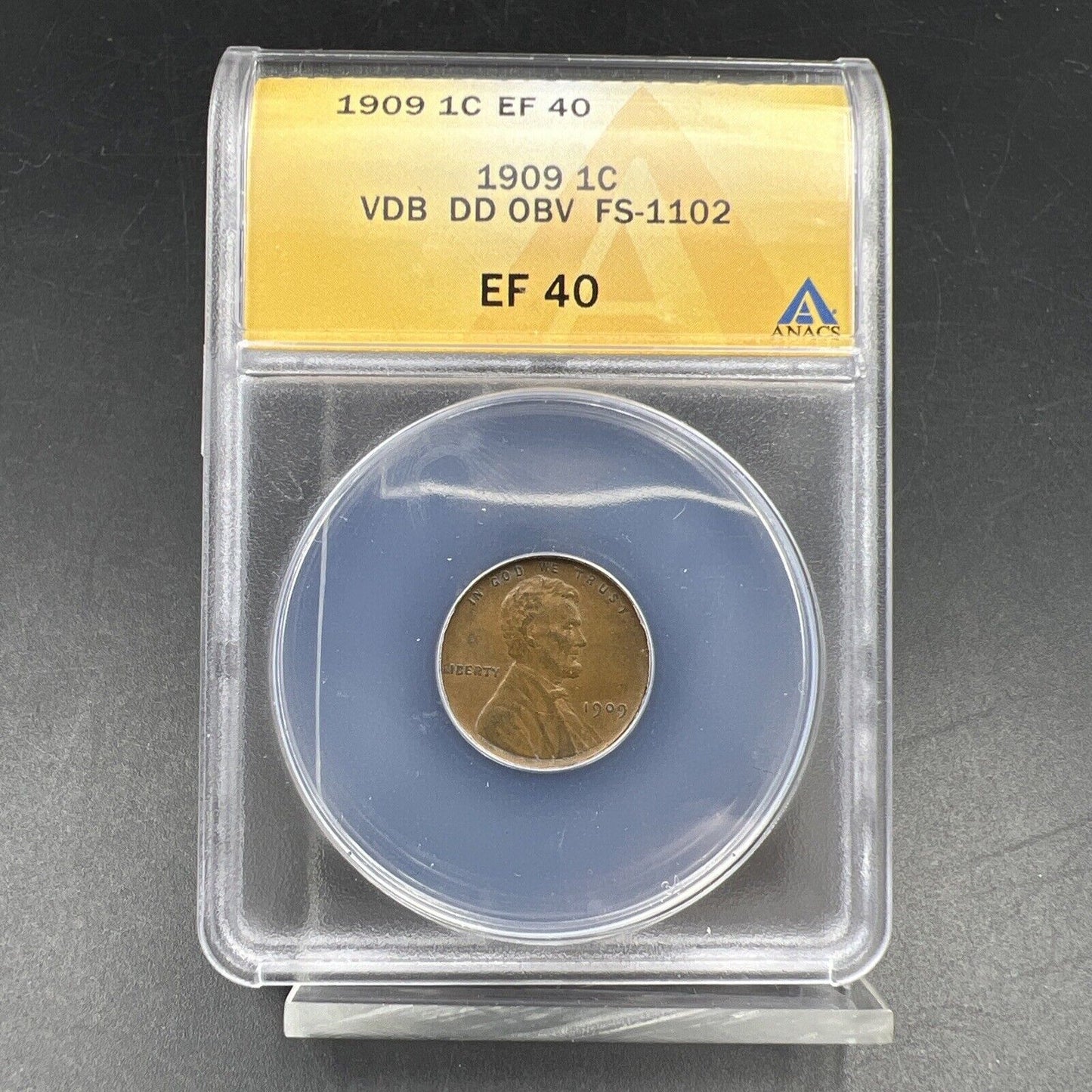 1909 P 1c Lincoln Wheat Cent Variety Coin DDO Double Die Obverse 002 ANACS EF40