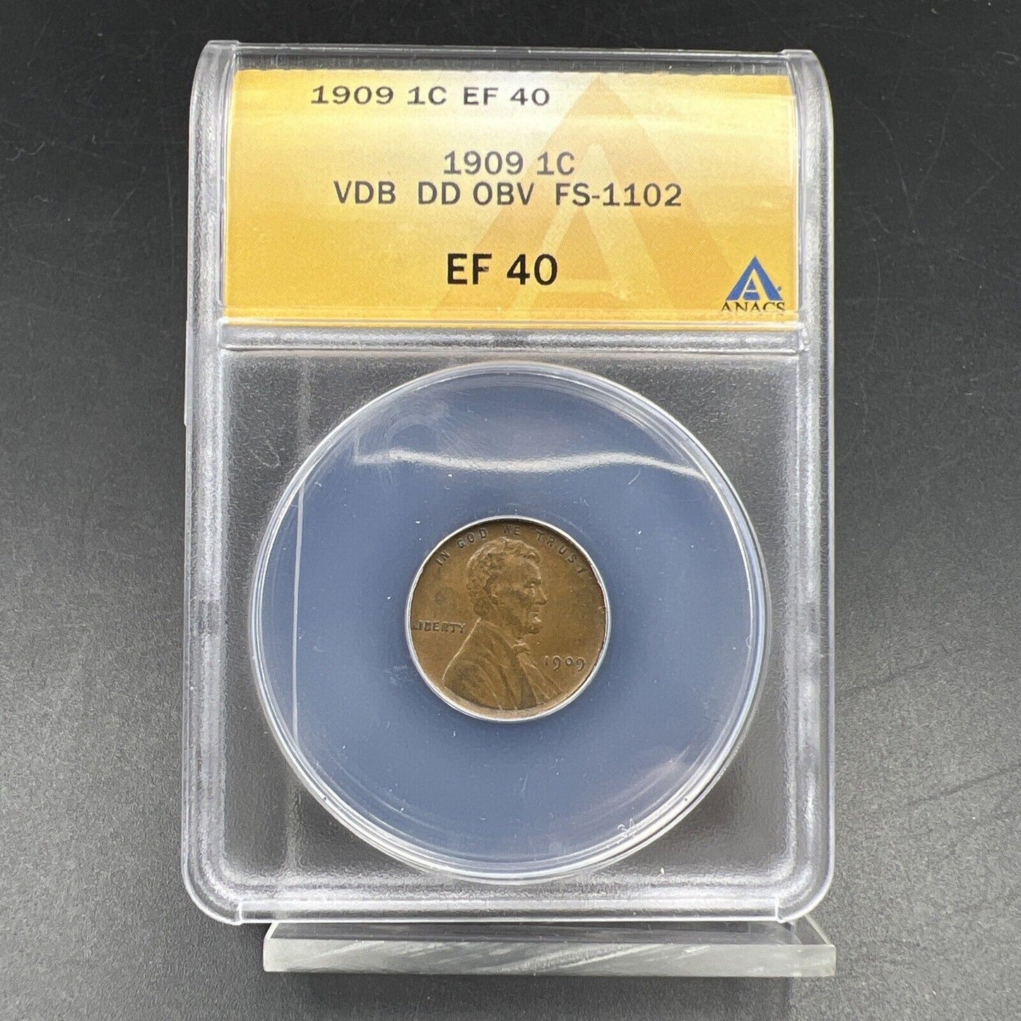 1909 P 1c Lincoln Wheat Cent Variety Coin DDO Double Die Obverse 002 ANACS EF40