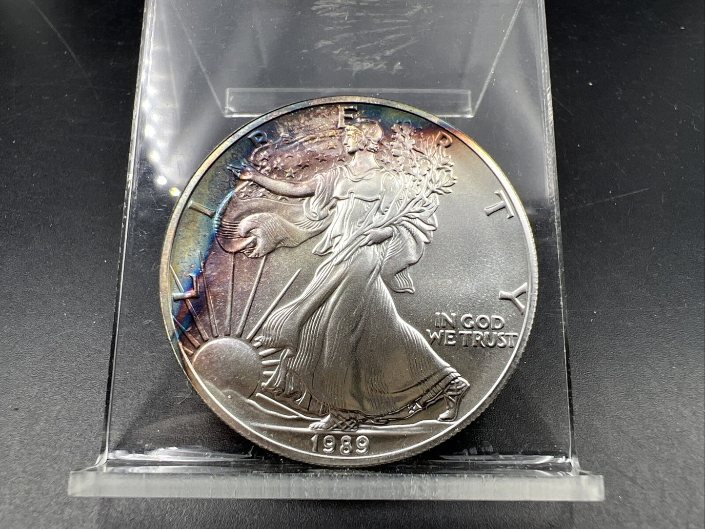 1989 1 Oz ASE American Silver Eagle Coin PQ Nice Toning Toner GEM UNC