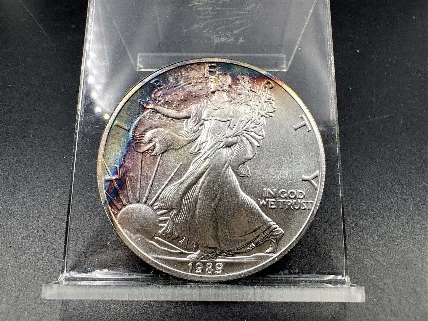 1989 1 Oz ASE American Silver Eagle Coin PQ Nice Toning Toner GEM UNC