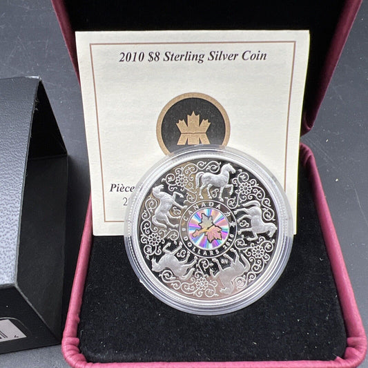 2010 Canada $8 Dollars Silver Coin Maple Of Strength Hologram Proof OGP BOX COA