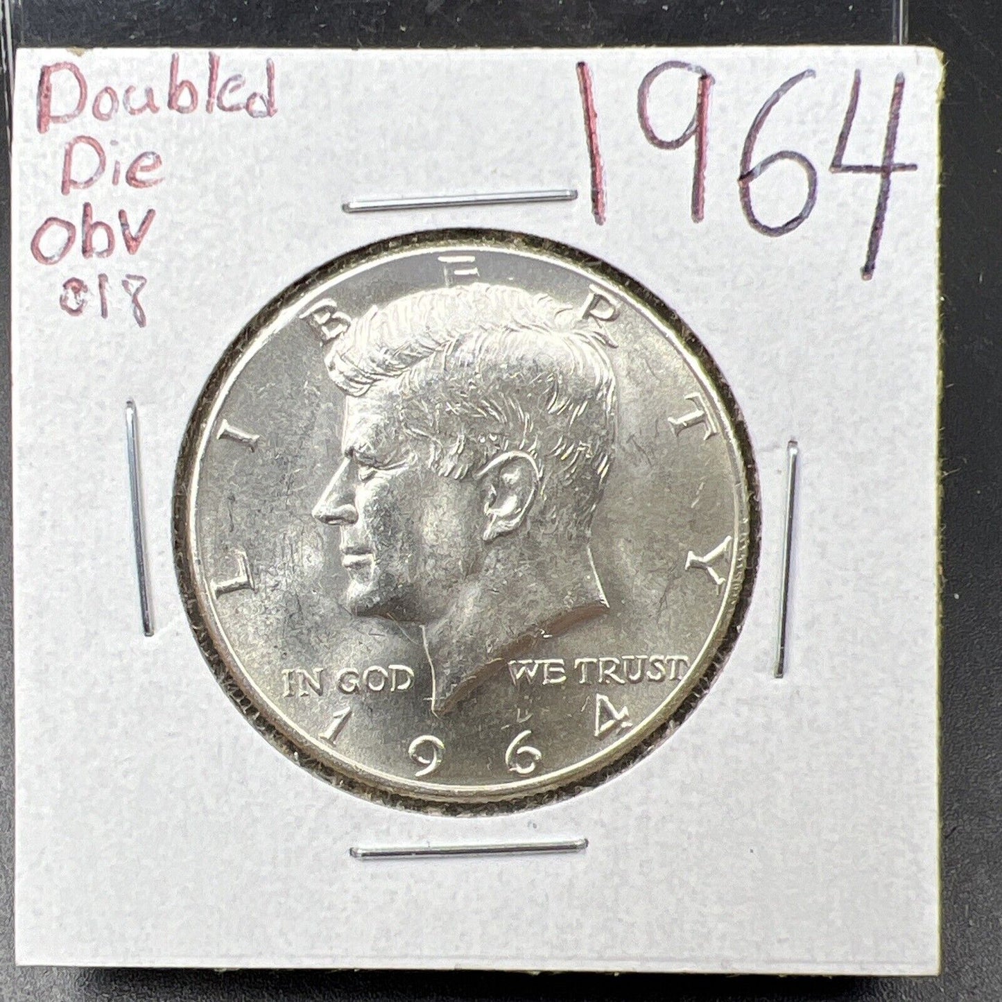 1964 P 50C Kennedy Half Dollar Coin DDO Double Die OBV Minor Variety AU