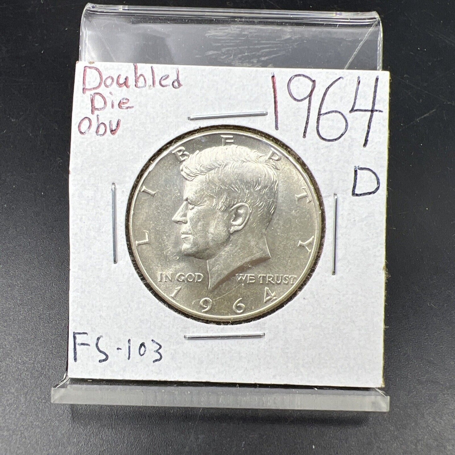 1964 D 50C Kennedy Half Dollar Coin Choice BU UNC DDO Double Die OBV FS-103
