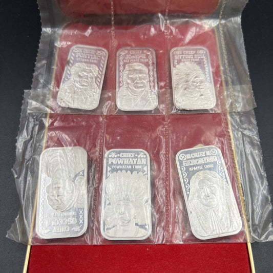 The Silver Mint Silver Chief Collection 6 20 Gram Silver Bars CH UNC in Box