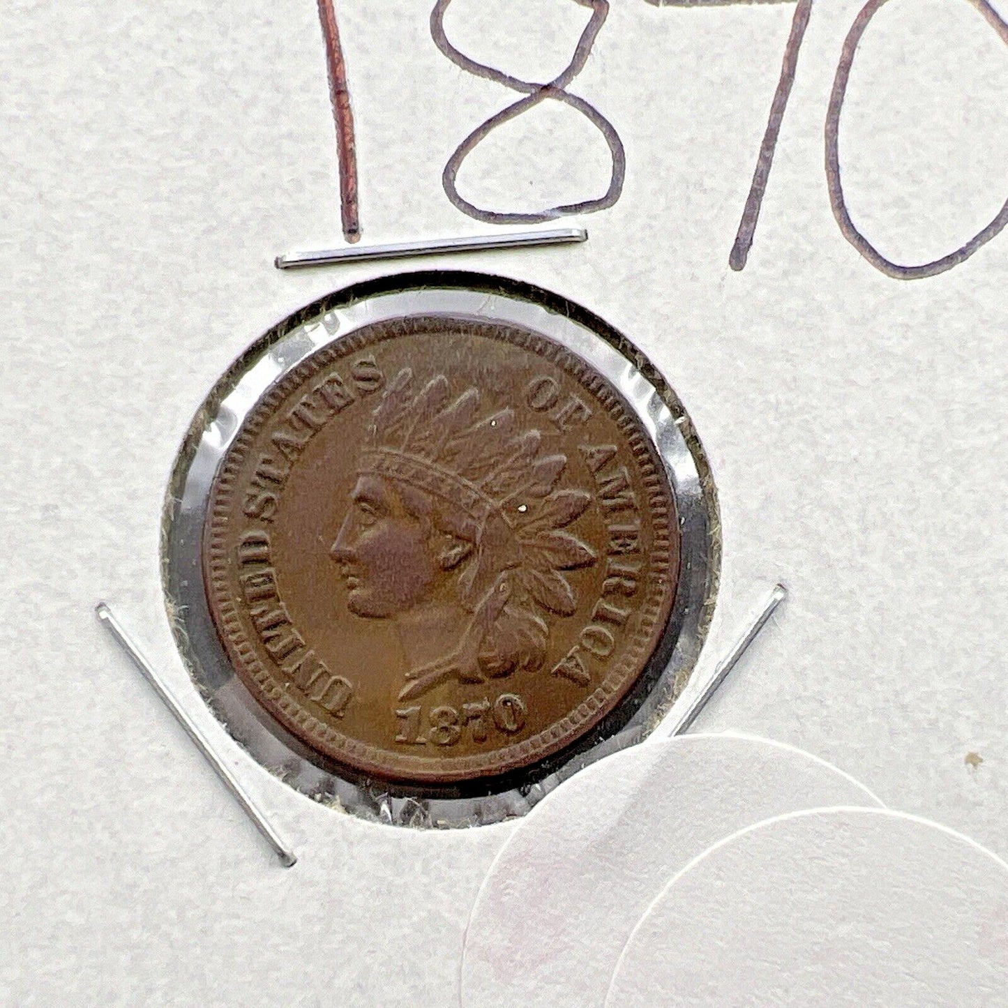 1870 1c Indian Cent Coin AU About UNC Semi Key Date