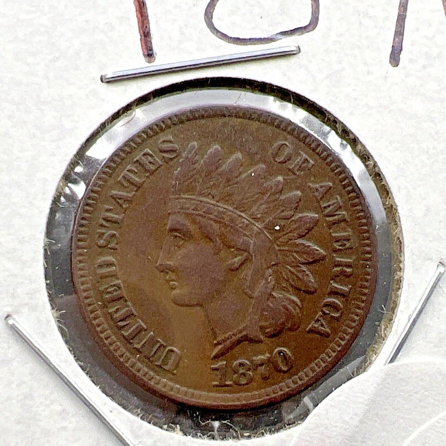1870 1c Indian Cent Coin AU About UNC Semi Key Date