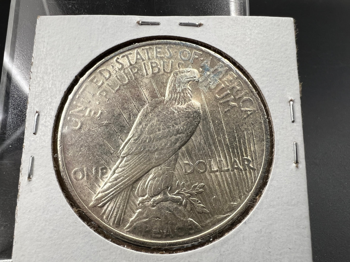 1923 $1 Peace 90% Silver Dollar Coin AU Nice Toning Toner Amber Obverse