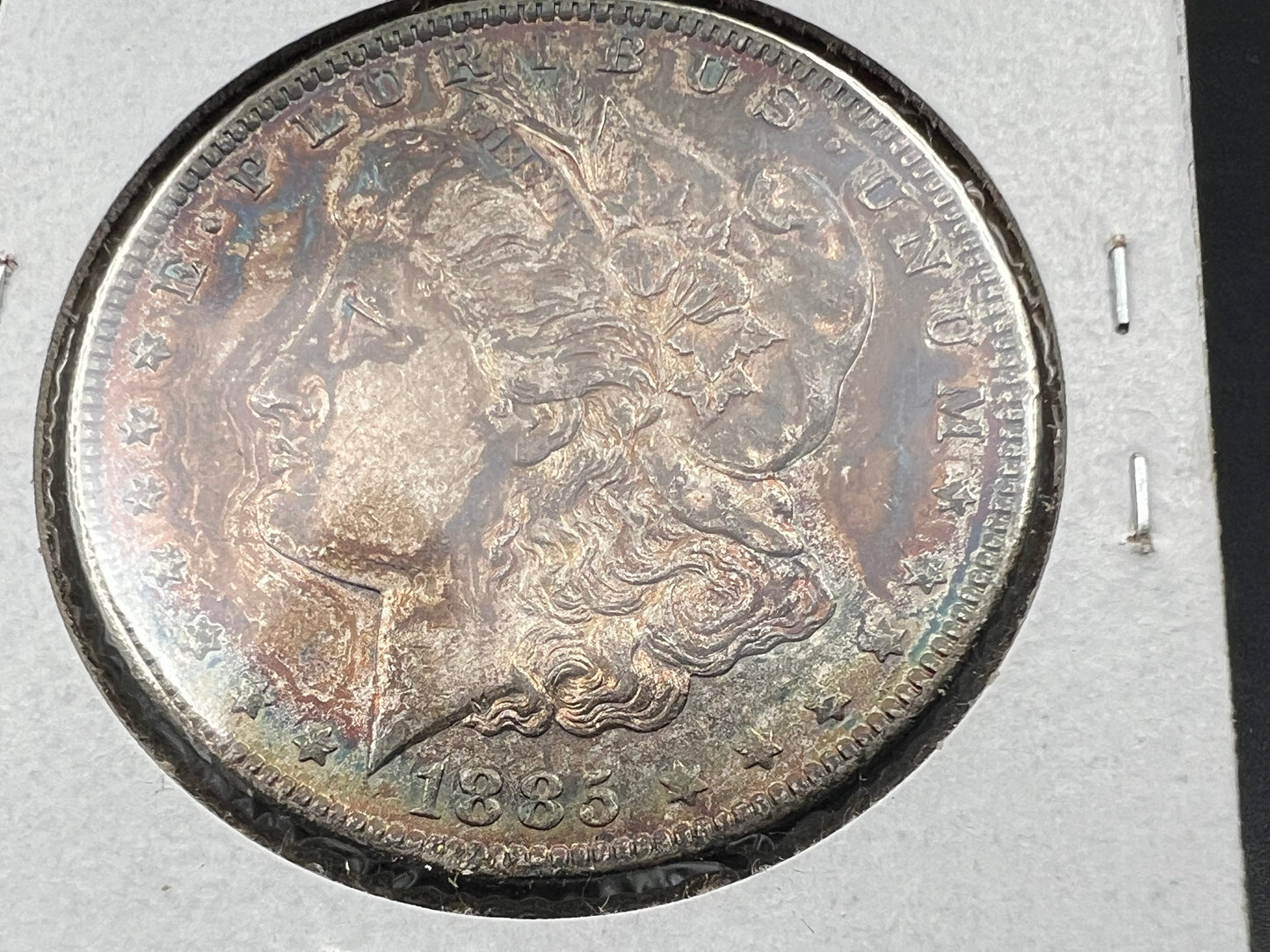 1885 O $1 Morgan Silver Dollar Coin PQ Toning Toner XF EF