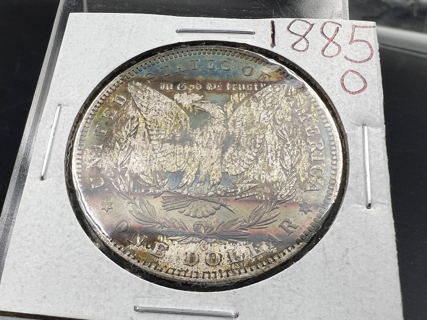 1885 O $1 Morgan Silver Dollar Coin PQ Toning Toner XF EF