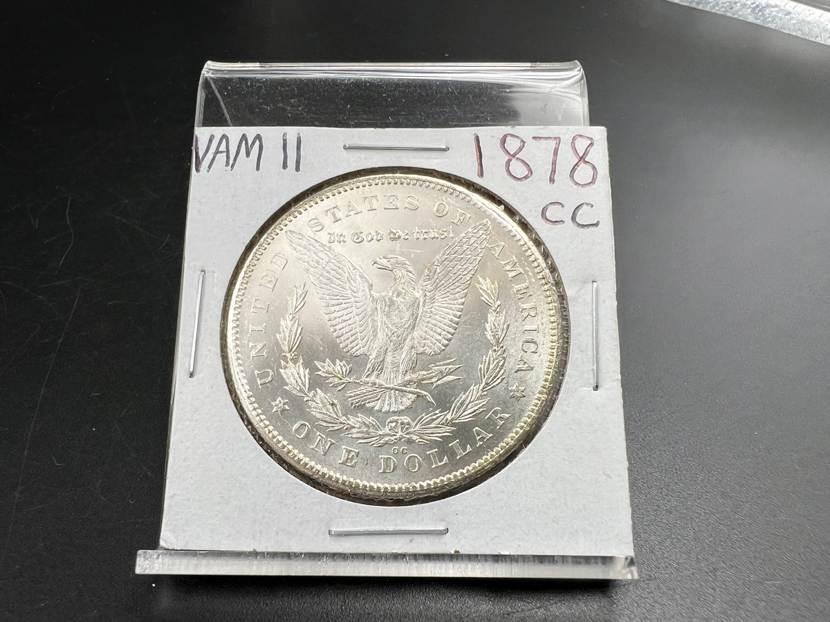 1878 CC Morgan VAM 11 BU Carson City Dollar Coin Lines in Wing Top 100 Vam Variety #A