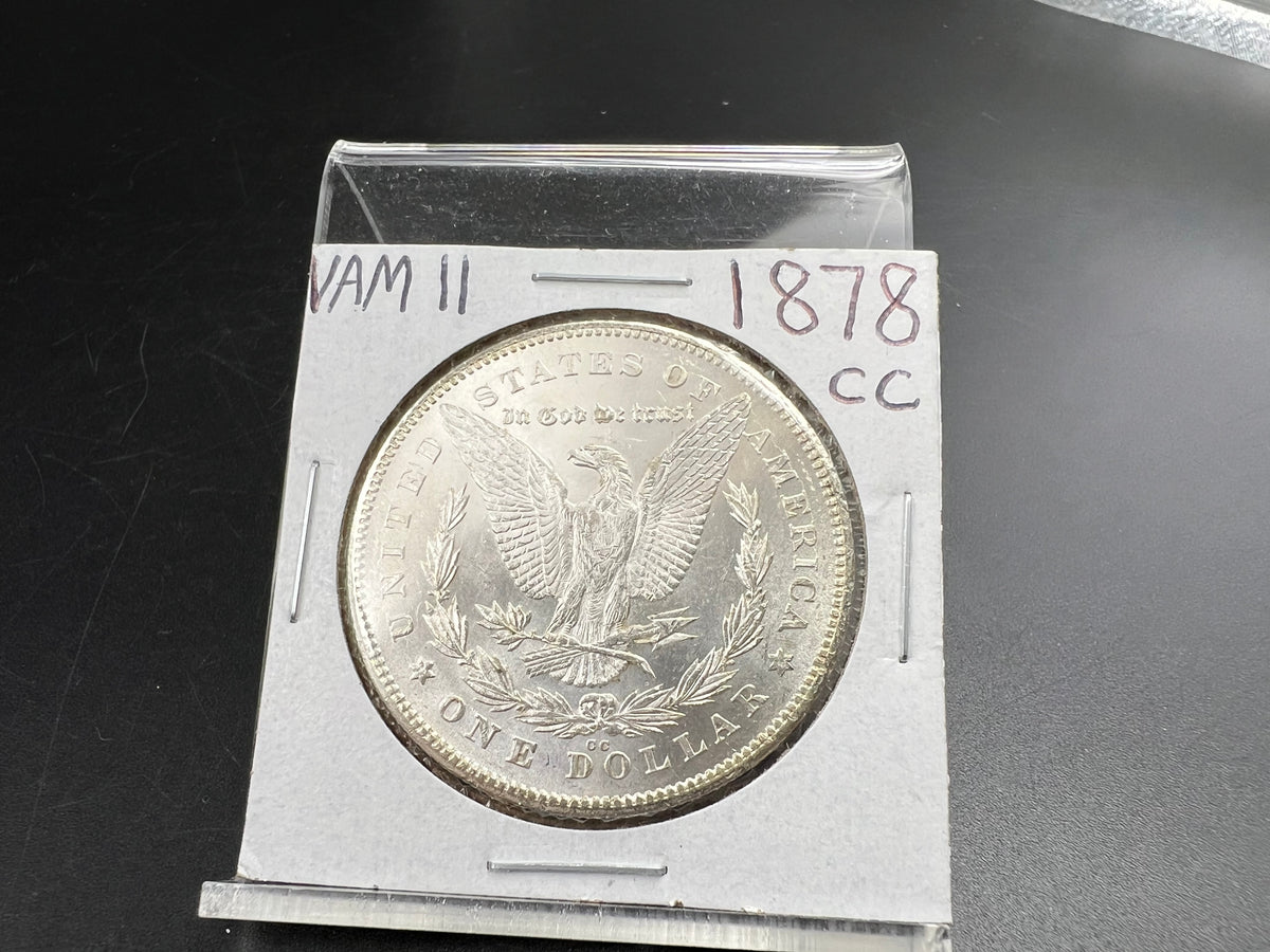 1878 CC Morgan VAM 11 BU Carson City Dollar Coin Lines in Wing Top 100 Vam Variety #A