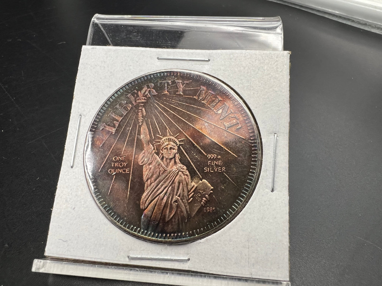 1986 Statue of Liberty 1 Oz Silver Art Round PQ Toning Toner Gem UNC