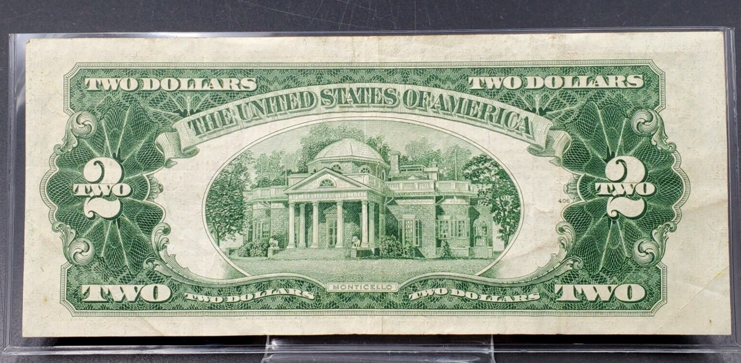 1953 B $2 United States Currency Legal Tender Note Red Seal VF REPEATER #2