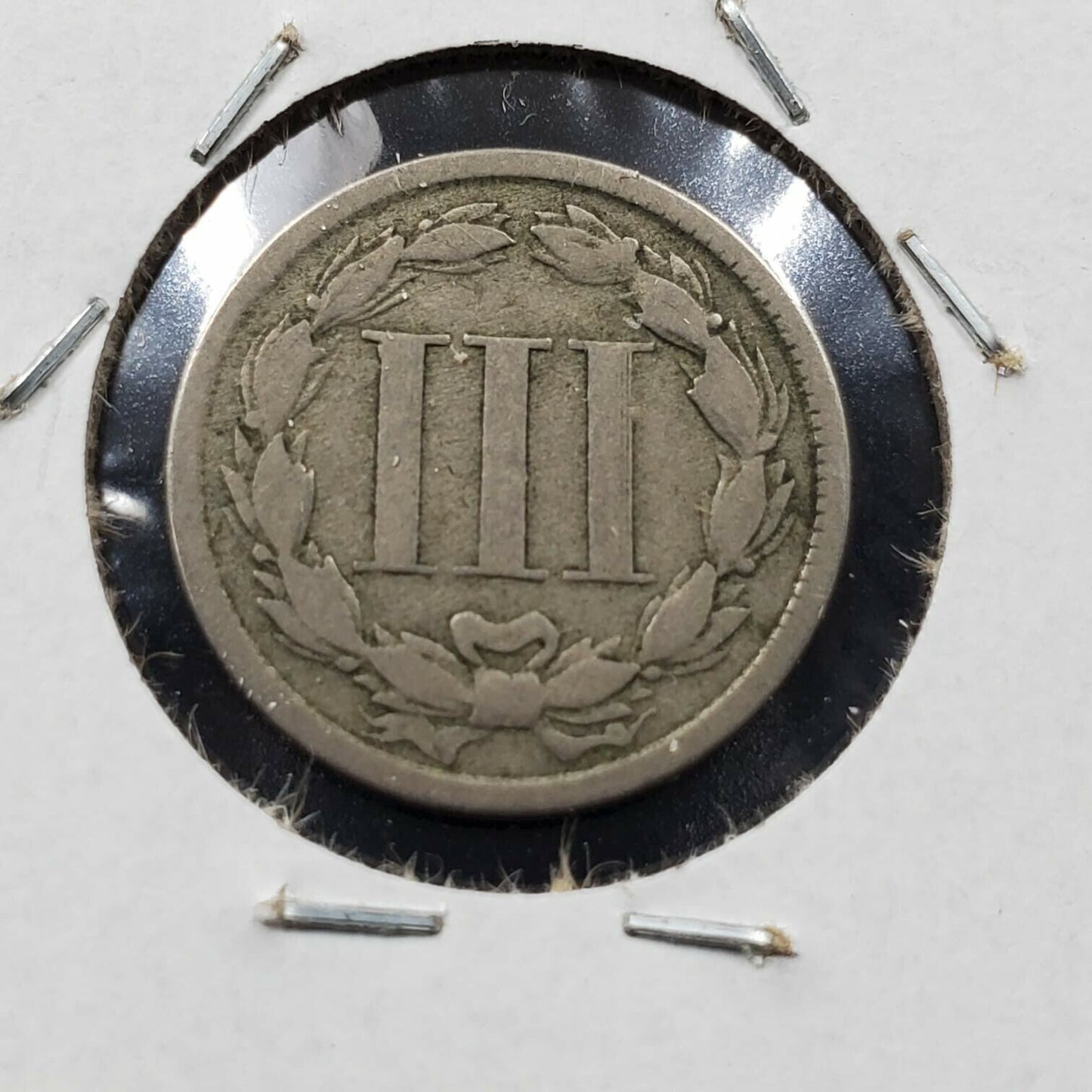 1865 P 3c Liberty Three Cent Nickel Coin AVG Circulated Die CUDD Error Coin