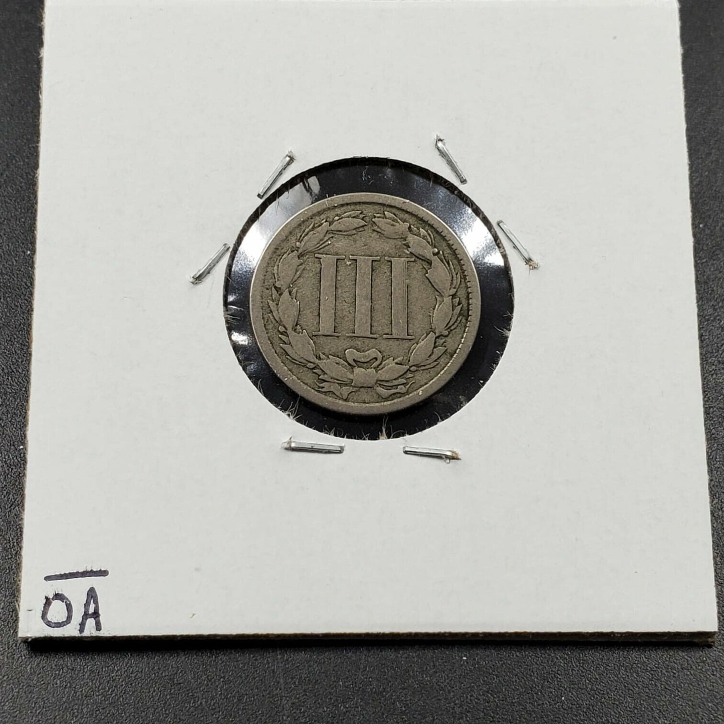 1865 P 3c Liberty Three Cent Nickel Coin AVG Circulated Die CUDD Error Coin