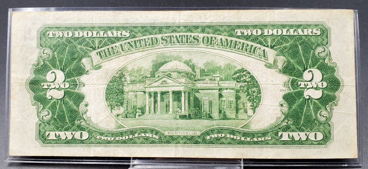 1928 D $2 United States Note Red Seal Circulated Choice VG Very Good / Fine