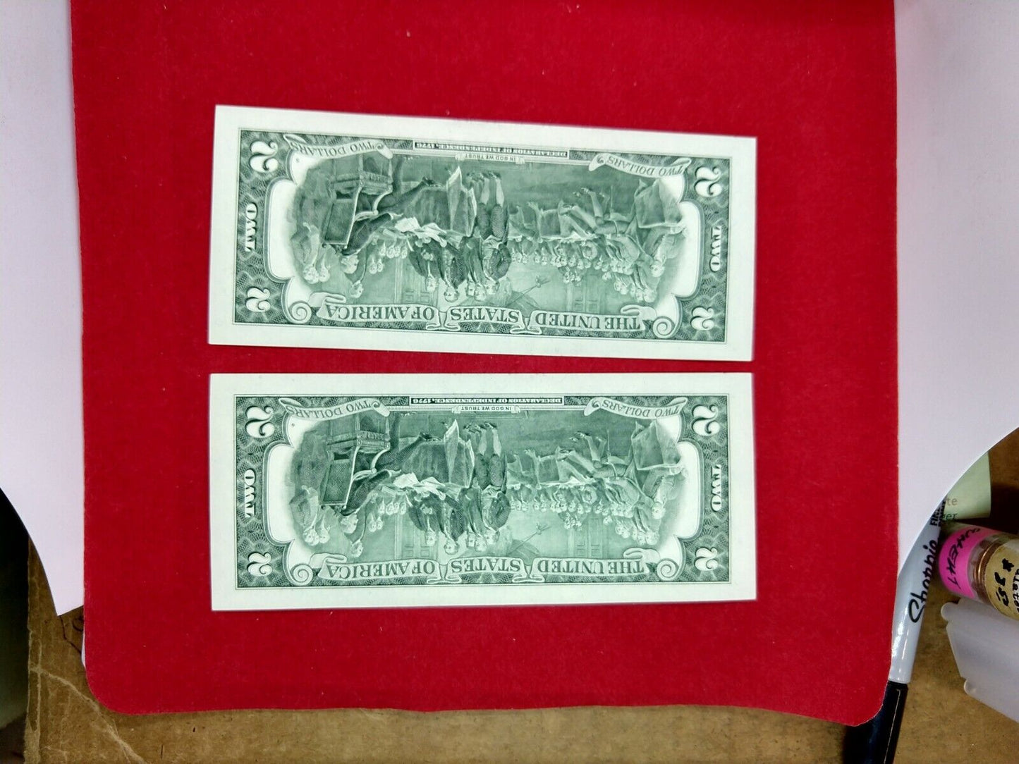2 CONSECUTIVE $2 2003 FRN FEDERAL RESERVE NOTE CH UNC US BILL REPEAT SERIAL #