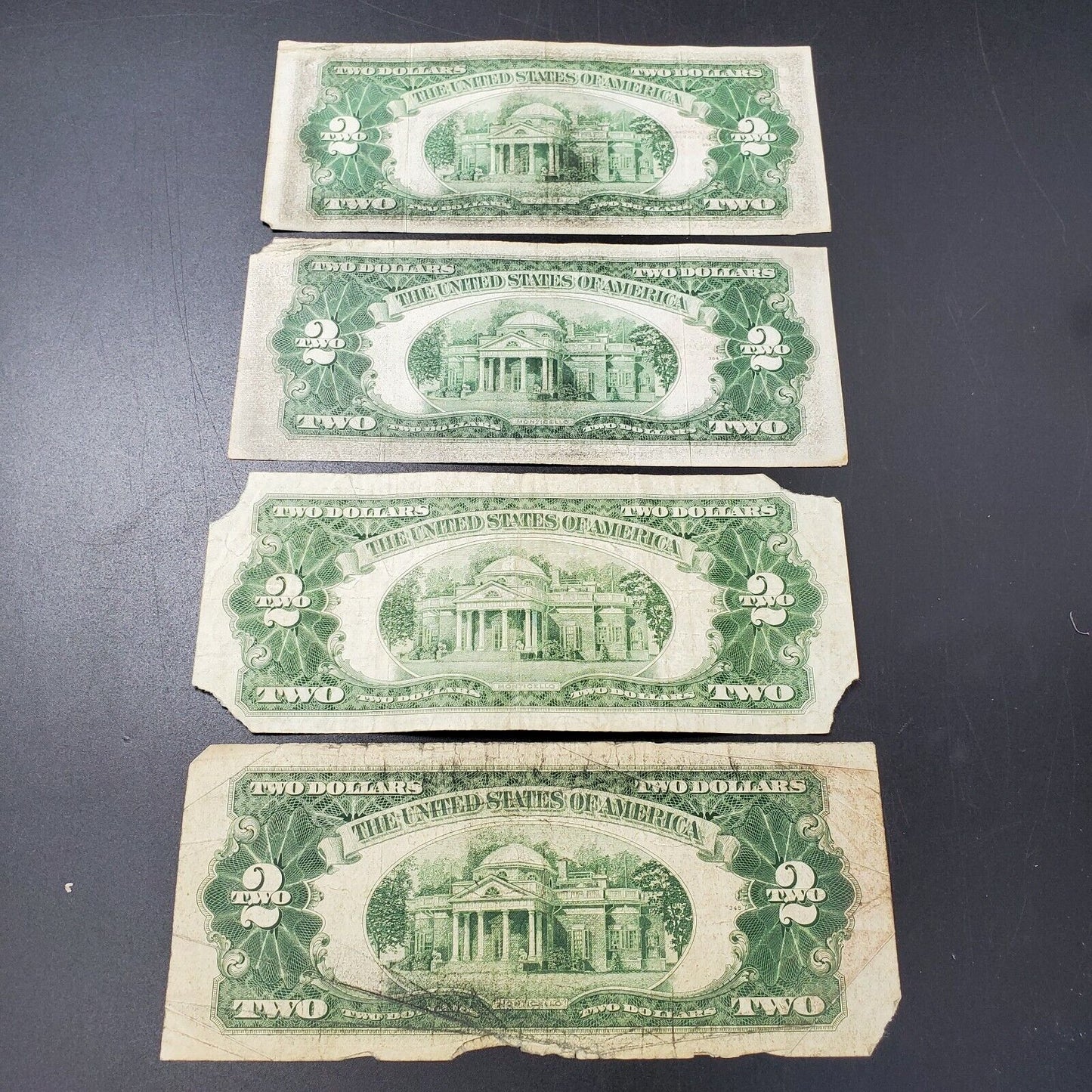 4 NOTE Estate Currency Lot 1928 $2 Legal Tender Tinder Red Seal Bills Very Circ