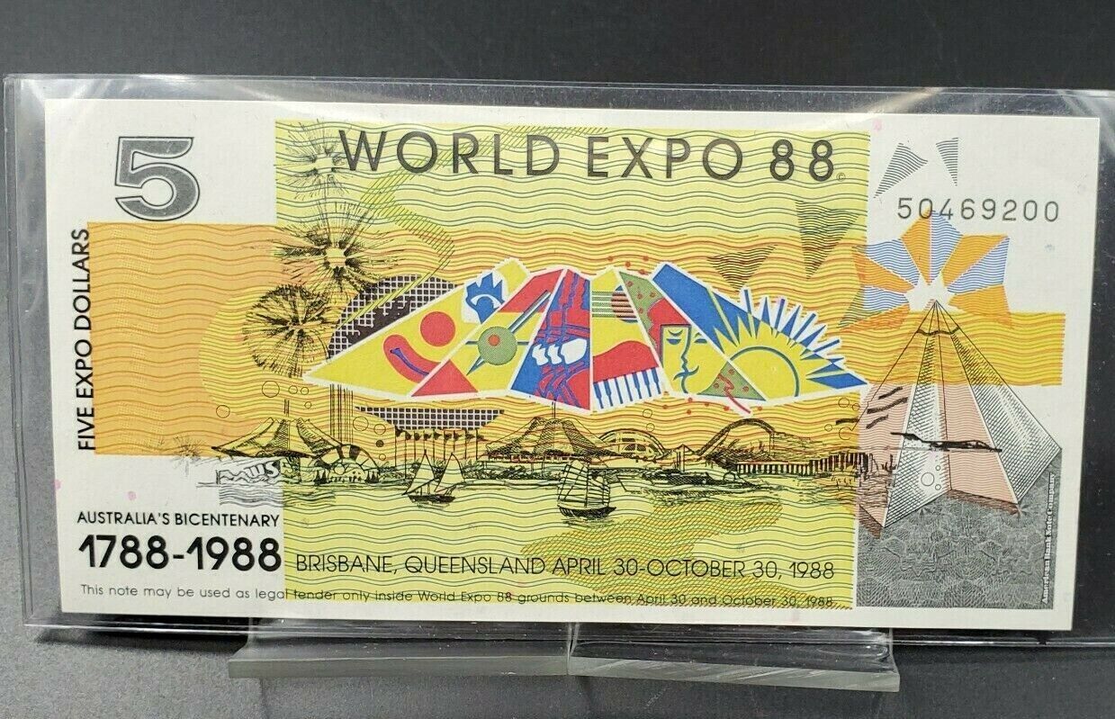 Australia 5 Dollars World Expo 1988 Bicentenary 1788-1988 Choice Unc Note Bill