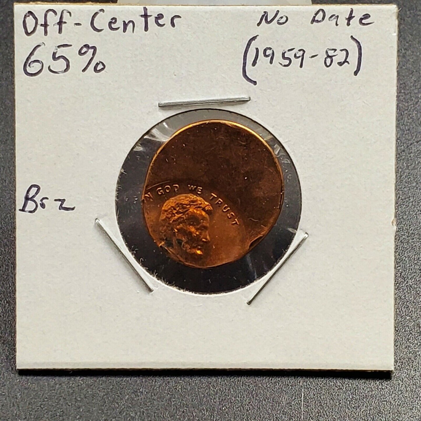 1959-1962 No Date BRONZE Alloy Lincoln Memorial Cent Off Center Error Coin UNC