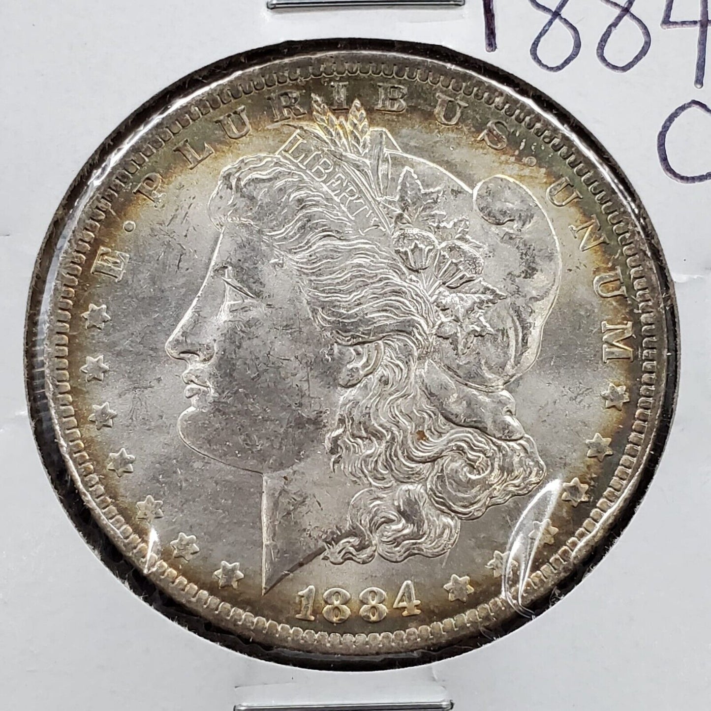1884 O $1 Morgan Eagle Silver Dollar Coin BU UNC PQ * HALO Original Toning Toner