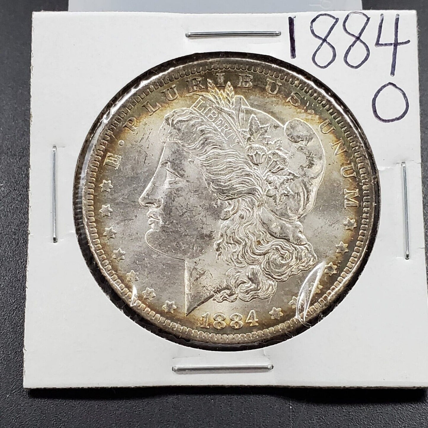 1884 O $1 Morgan Eagle Silver Dollar Coin BU UNC PQ * HALO Original Toning Toner