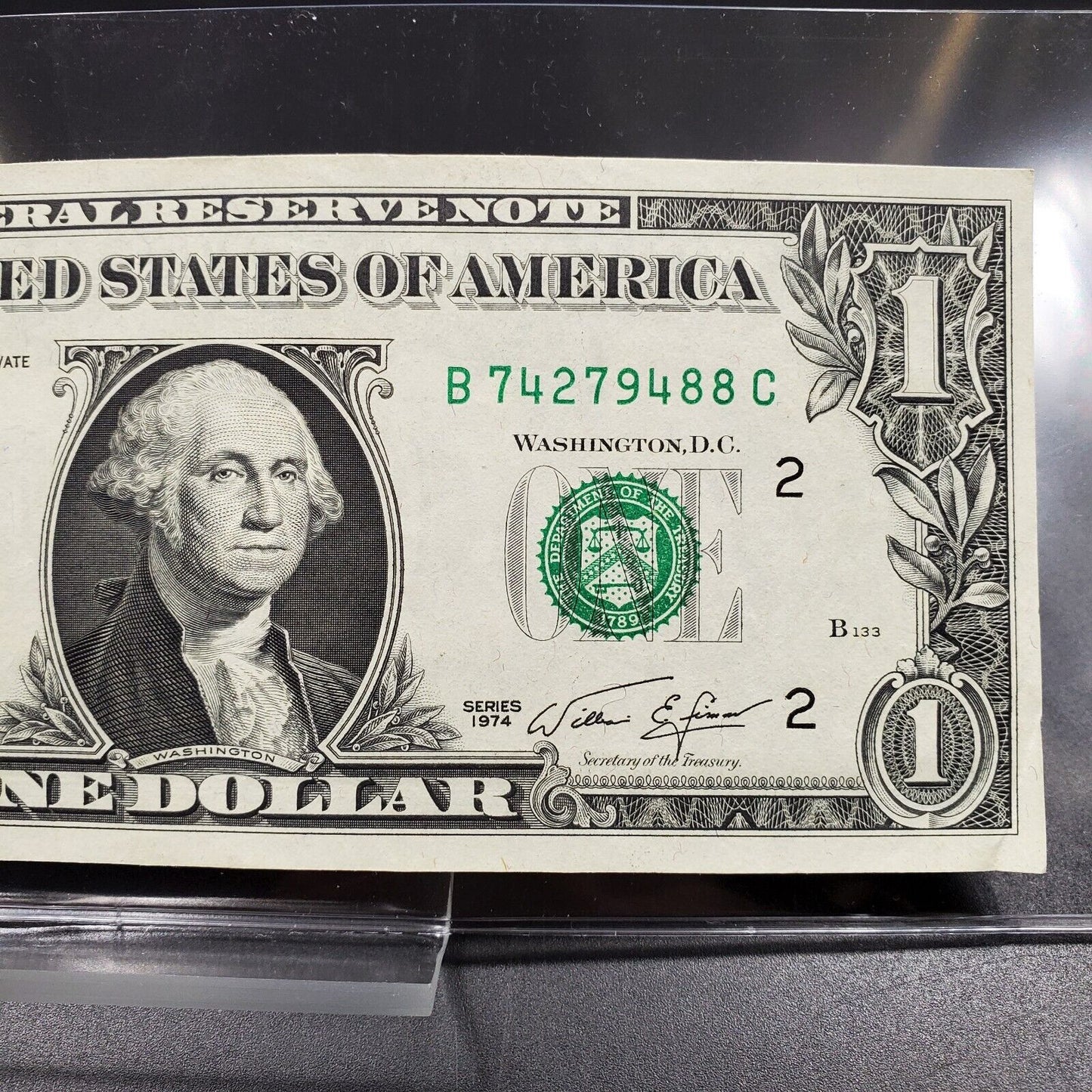 1977 $1 FRN New York Circulated Federal Reserve Note Green Seal Bill