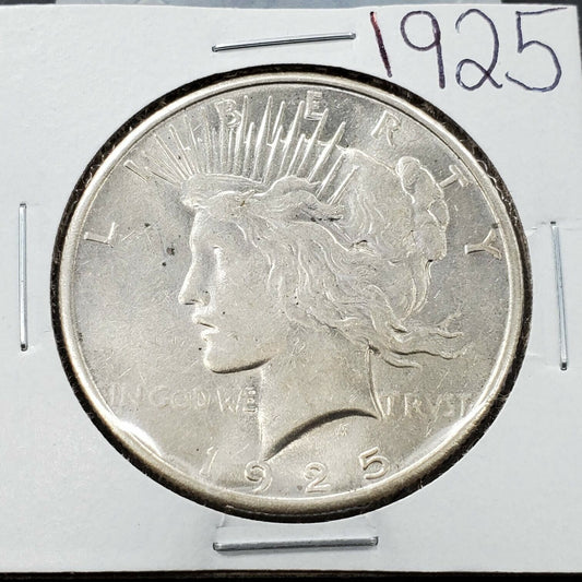 1925 P Peace 90% Silver Eagle Dollar Philadelphia AU Details Cleaned Nice Coin