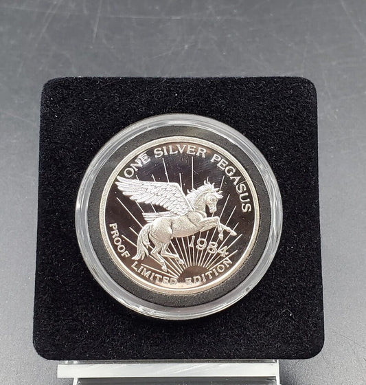 1984 Silver Pegasus Ltd Edition Proof Silver Round 1 oz .999 in Original Capsule
